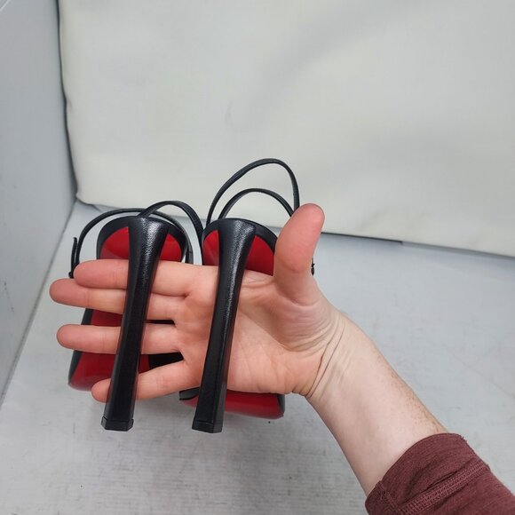 Christian Louboutin Black Strappy Condora Leather Heel Shoe - Picture 9 of 11